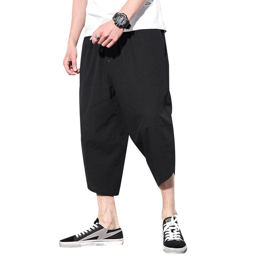 Pantalones Capri Harem de Lino Japonés Talla Grande para Hombre - Comodidad sin Costuras - Image 5