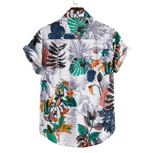 Camisa Floral Manga Corta Talla Grande para Hombre - Image 2