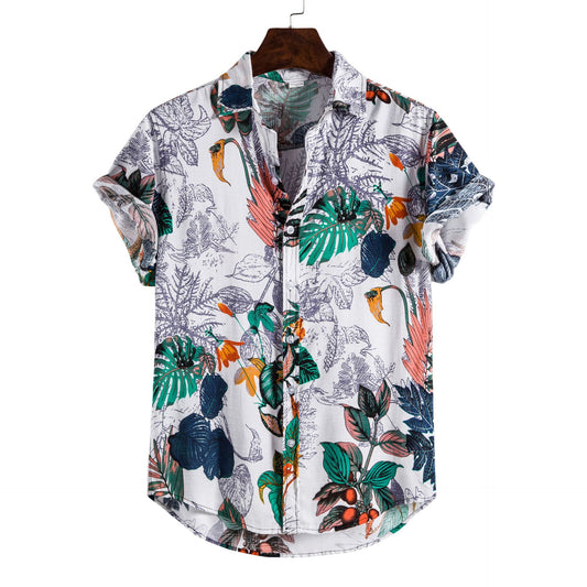 Camisa Floral Manga Corta Talla Grande para Hombre