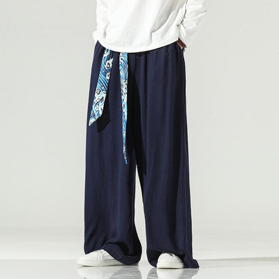 Pantalones Anchos de Lino Estilo Chino Retro - Corte Recto Verano Otoño - Image 6