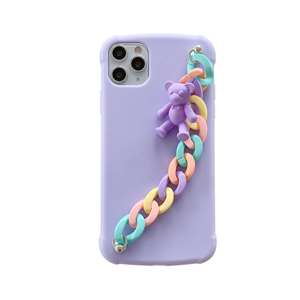 Funda Protectora iPhone 12 con Pulsera Oso - Resistencia Antichoque TPU