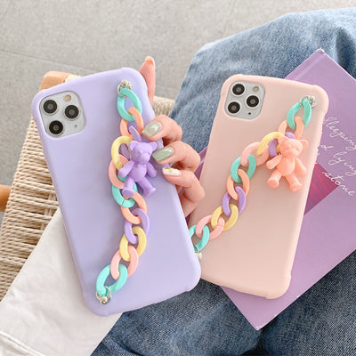 Funda Protectora iPhone 12 con Pulsera Oso - Resistencia Antichoque TPU