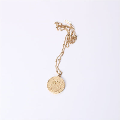 Collar Doble Cara con Moneda de las 12 Constelaciones en Acero Titanio Dorado - Image 15