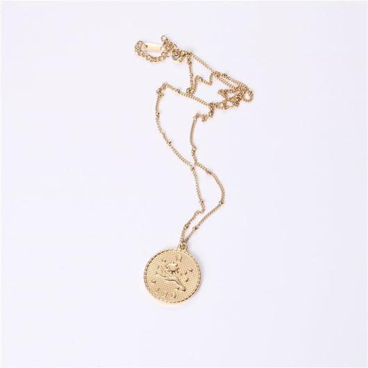 Collar Doble Cara con Moneda de las 12 Constelaciones en Acero Titanio Dorado - Image 16