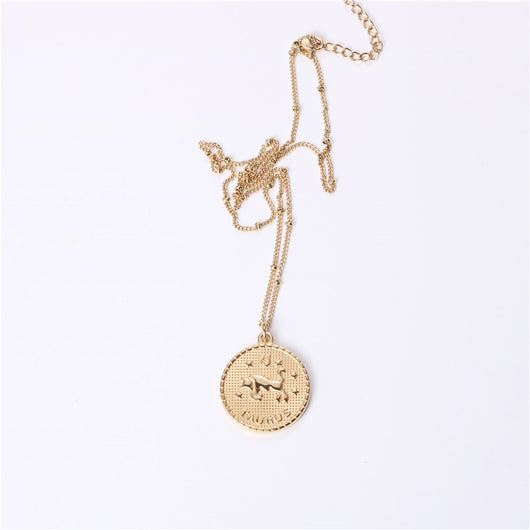 Collar Doble Cara con Moneda de las 12 Constelaciones en Acero Titanio Dorado - Image 17