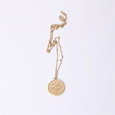 Collar Doble Cara con Moneda de las 12 Constelaciones en Acero Titanio Dorado - Image 3