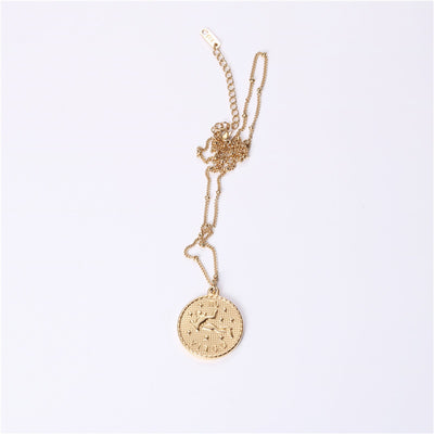 Collar Doble Cara con Moneda de las 12 Constelaciones en Acero Titanio Dorado - Image 12