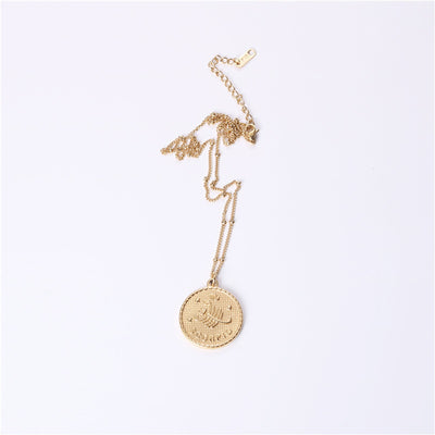 Collar Doble Cara con Moneda de las 12 Constelaciones en Acero Titanio Dorado - Image 7