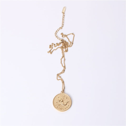 Collar Doble Cara con Moneda de las 12 Constelaciones en Acero Titanio Dorado - Image 9