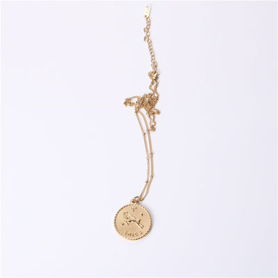Collar Doble Cara con Moneda de las 12 Constelaciones en Acero Titanio Dorado - Image 10