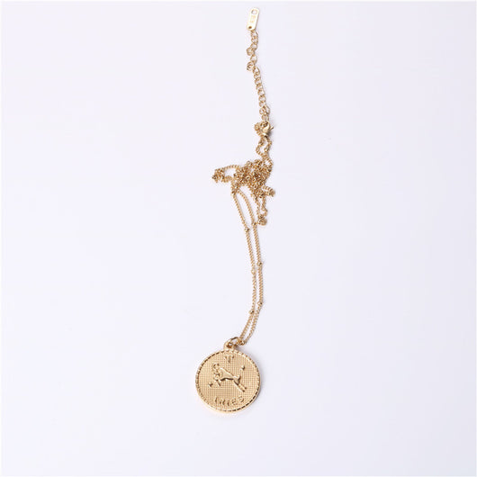 Collar Doble Cara con Moneda de las 12 Constelaciones en Acero Titanio Dorado - Image 10