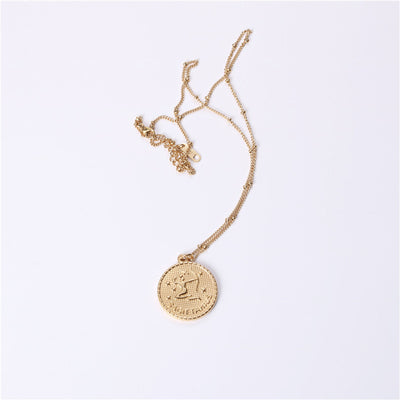 Collar Doble Cara con Moneda de las 12 Constelaciones en Acero Titanio Dorado - Image 11