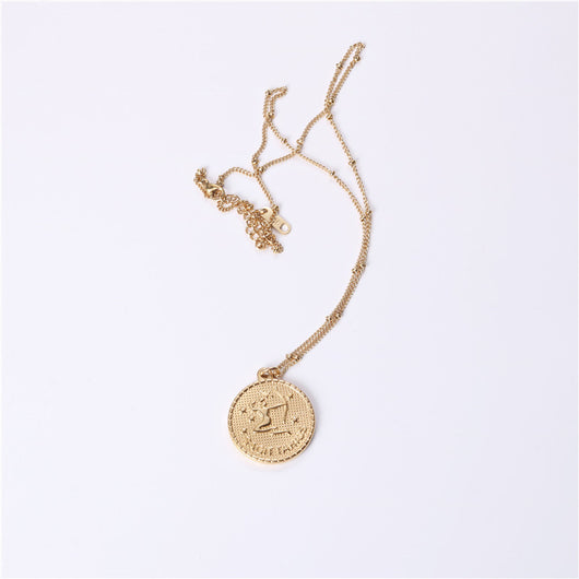 Collar Doble Cara con Moneda de las 12 Constelaciones en Acero Titanio Dorado - Image 11