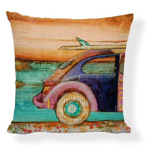 Funda de Almohada Pintura al Óleo con Paisaje de Barco y Auto Caricatura - Image 37