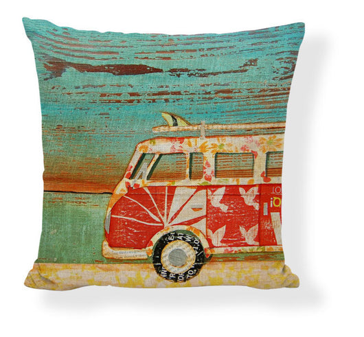 Funda de Almohada Pintura al Óleo con Paisaje de Barco y Auto Caricatura - Image 42