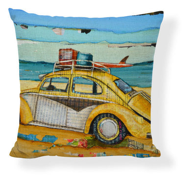 Funda de Almohada Pintura al Óleo con Paisaje de Barco y Auto Caricatura - Image 51
