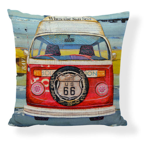 Funda de Almohada Pintura al Óleo con Paisaje de Barco y Auto Caricatura - Image 4