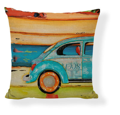 Funda de Almohada Pintura al Óleo con Paisaje de Barco y Auto Caricatura - Image 8