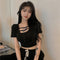 Blusa Ajustada de Manga Corta con Moño