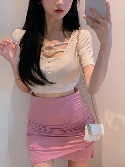 Blusa Ajustada de Manga Corta con Moño - Image 3