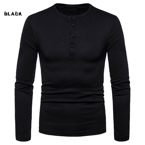 Playera Henley Térmica de Manga Larga con Cuello Elevado - Tela Velvet Premium