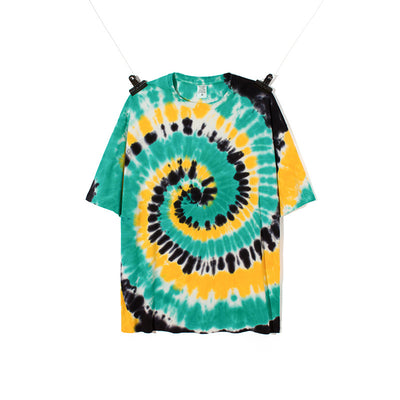 Camiseta Tie-Dye Vórtice Tricolor para Hombre - Estilo Urbano Europeo