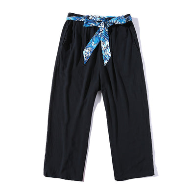 Pantalones Anchos de Lino Estilo Chino Retro - Corte Recto Verano Otoño - Image 3