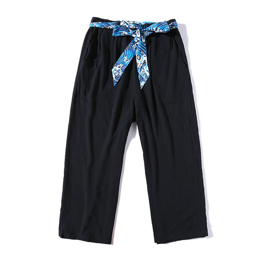 Pantalones Anchos de Lino Estilo Chino Retro - Corte Recto Verano Otoño - Image 3
