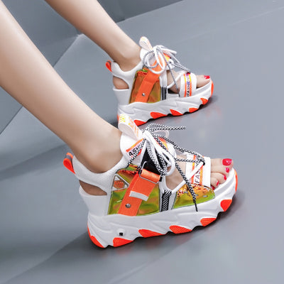 Sandalias Cuña Casual con Diseño de Boca de Pez y Combinación de Colores - Image 10