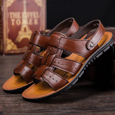 Sandalias Casuales Hombre Talla Grande - Zapatos de Playa en Cuero Genuino - Image 5