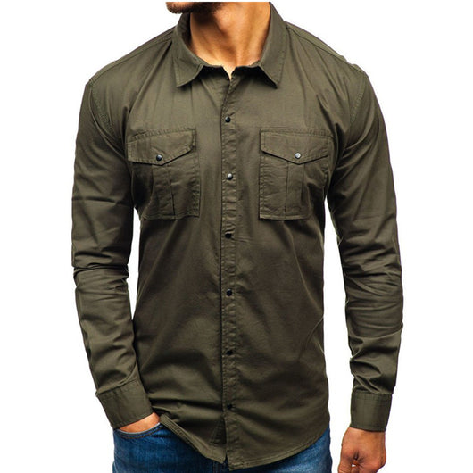 Camisa de Algodón para Hombre Manga Larga Otoño Invierno - Image 7