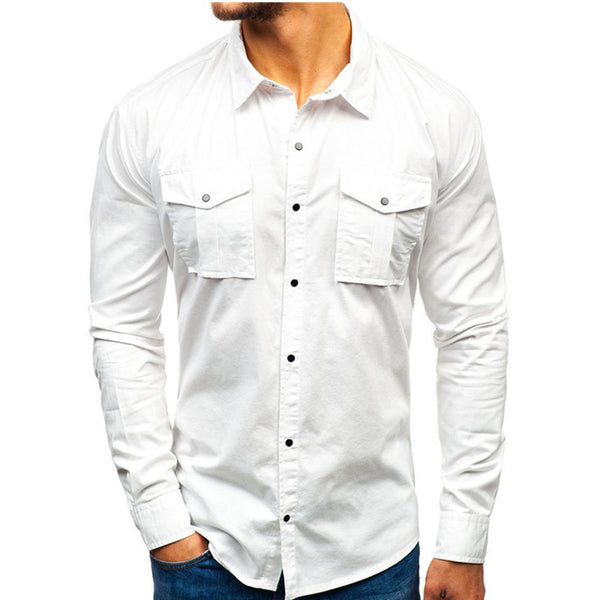 Camisa de Algodón para Hombre Manga Larga Otoño Invierno