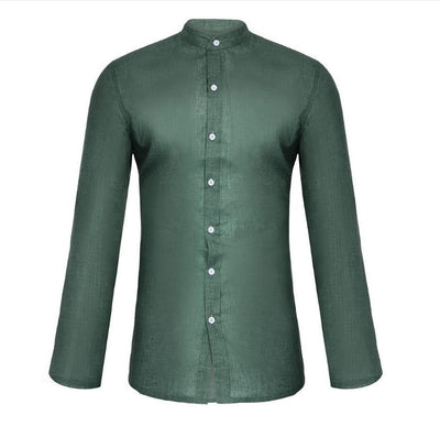 Camisa Clásica de Manga Larga con Cuello Mao para Hombre - Image 9