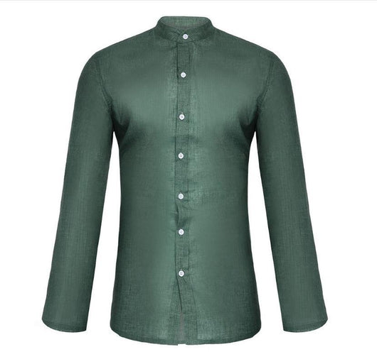 Camisa Clásica de Manga Larga con Cuello Mao para Hombre - Image 9
