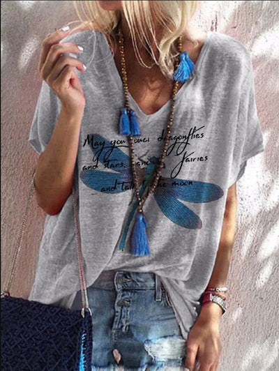 Blusa Suelta Estampada V-Neck para Mujer - Talla Grande Verano - Image 8