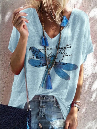 Blusa Suelta Estampada V-Neck para Mujer - Talla Grande Verano - Image 11