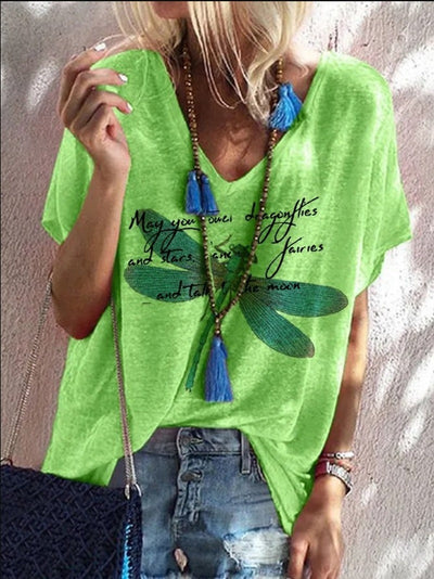 Blusa Suelta Estampada V-Neck para Mujer - Talla Grande Verano - Image 3
