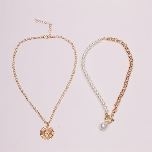 Collar Choker de Perlas Barrocas Europeo y Americano - Gargantilla Doble Cadena Clavícula