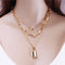 Punk Hip Hop Exaggerated Thick Chain Necklace Women Multi-Layer Lock Love Necklace Sweater Chain Golden