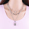 Punk Hip Hop Exaggerated Thick Chain Necklace Women Multi-Layer Lock Love Necklace Sweater Chain Plateado