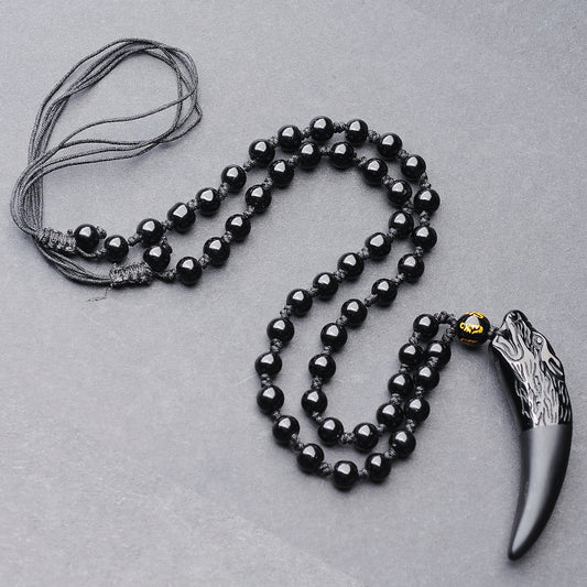 Colgante de Obsidiana Langfang para Hombre - Protección y Estilo Natural
