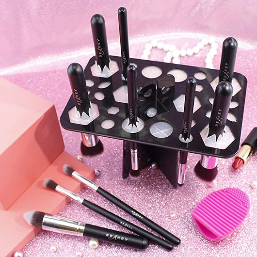 Organizador de Brochas de Maquillaje con 14 Espacios - Secador y Soporte de Exhibición