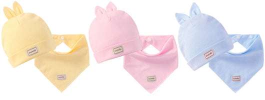 Gorro Bebé Algodón con Babero Integrado - Colores Sólidos Niños y Niñas - Image 12
