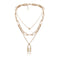 Collar Cadena Gruesa Geométrico Retro Multicapa con Dije de Amor