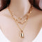 Cross-Border Jewelry Simple And Exaggerated Thick Chain Necklace Female Retro Multi-Layer Geometric Lock-Shaped Love Necklace Golden