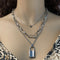 Cross-Border Jewelry Simple And Exaggerated Thick Chain Necklace Female Retro Multi-Layer Geometric Lock-Shaped Love Necklace Plateado