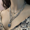 Cross-Border Jewelry Simple And Exaggerated Thick Chain Necklace Female Retro Multi-Layer Geometric Lock-Shaped Love Necklace Dorado and Plateado B