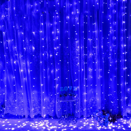 Cortina de Luces LED Solar 3x3 Metros - 300 Luces Cascada Navideña Impermeable - Image 2