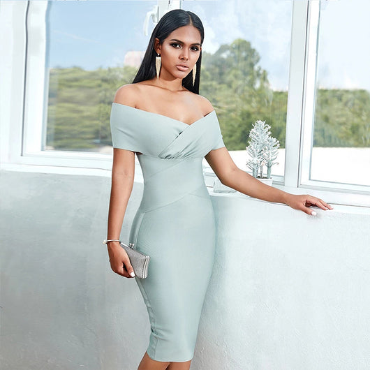 Vestido Bandage Hombros Descubiertos Midi para Fiesta y Club - Image 6