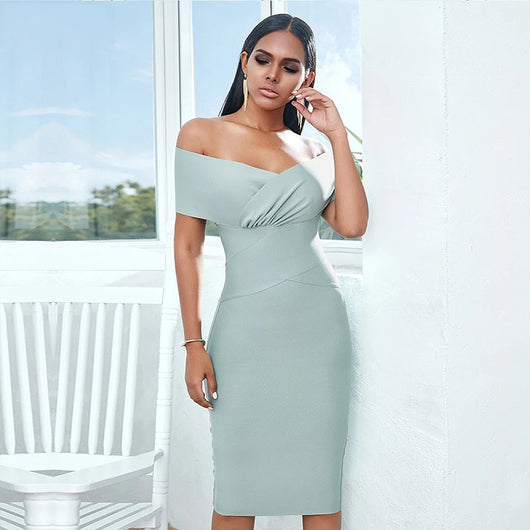 Vestido Bandage Hombros Descubiertos Midi para Fiesta y Club - Image 3